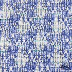 Crêpe viscose digital simple base motif abstrait géométrique ton bleu fond blanc discret