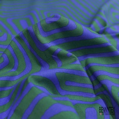 Voile de coton digital élasthanne imprimé grande empreinte digitale blanc optique bleu roi