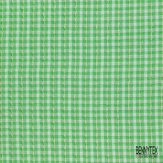 Coton seersucker motif petit vichy blanc discret framboise écrasée contour bleu lavande