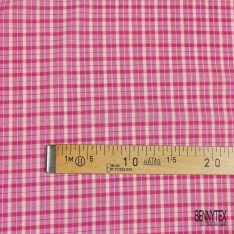 Coton tissé teint imprimé tartan noir blanc discret