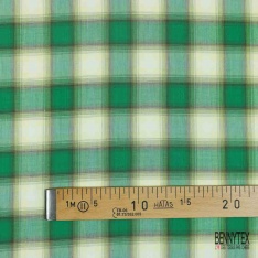Coton tissé teint imprimé tartan rose blanc optique lurex or