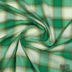 Coton tissé teint imprimé tartan rose blanc optique lurex or