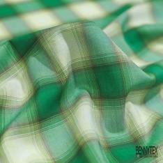 Coton tissé teint imprimé tartan rose blanc optique lurex or