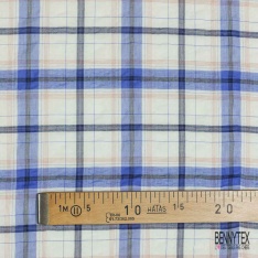 Coton seersucker motif quadrillage vert gazn blanc optique lurex or clair