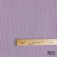 Coton seersucker motif grand quadrillage orange fushia violine fond blanc optique