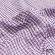 Coton seersucker motif grand quadrillage orange fushia violine fond blanc optique