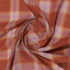 Coton seersucker motif petit quadrillage orchidée délicate lavande blanc optique