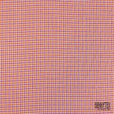 Coton seersucker motif quadrillage brique violine blanc optique orange