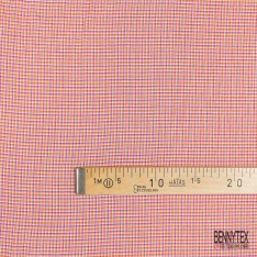 Coton seersucker motif quadrillage brique violine blanc optique orange