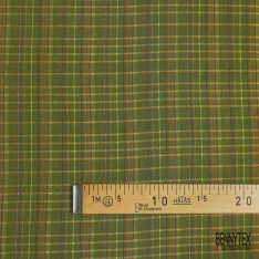 Coton froissé élasthanne motif mini carreau mandarine violine blanc discret