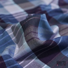 Coton tissé teint motif carreau moutarde jaune banane ocre blanc discret