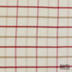 Coton viscose tissé teint motif carreau indigo aubergine lilas lurex argent