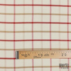 Coton viscose tissé teint motif carreau indigo aubergine lilas lurex argent