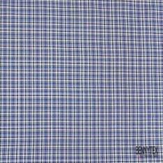 Coton viscose tissé teint motif carreau bleu nuit choco noir blanc cassé