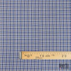 Coton viscose tissé teint motif carreau bleu nuit choco noir blanc cassé