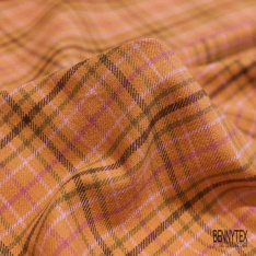 Coton gratté tissé teint pied de poule anthracite taupe foncé