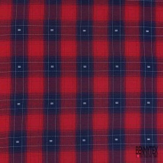 Coton gratté tissé teint motif carreau violine rosée du matin taupe choco fond abricot givré