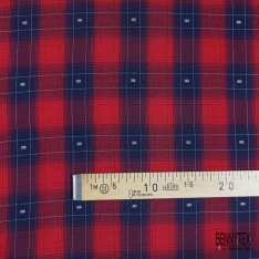 Coton gratté tissé teint motif carreau violine rosée du matin taupe choco fond abricot givré