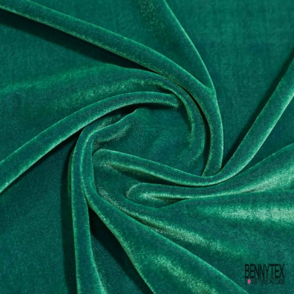 Velours ras lisse polyester émeraude