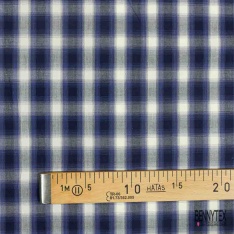 Coton tissé teint élasthanne imprimé tartan lavande crocus blanc discret orange