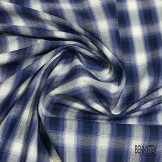 Coton tissé teint élasthanne imprimé tartan lavande crocus blanc discret orange