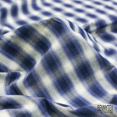 Coton tissé teint élasthanne imprimé tartan lavande crocus blanc discret orange