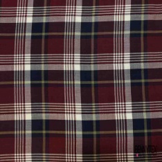 Coton Viscose Tartan Rouge Moutarde Marine fond Beige
