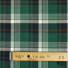 Coton viscose tissé teint tartan bordeaux marine blanc discret lurex argent