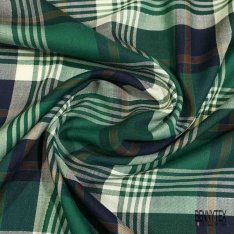 Coton viscose tissé teint tartan bordeaux marine blanc discret lurex argent