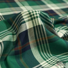 Coton viscose tissé teint tartan bordeaux marine blanc discret lurex argent