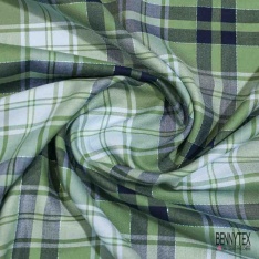 Coton viscose tissé teint tartan sapin marine blanc discret lurex argent