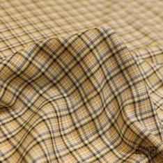 Coton viscose tissé teint tartan bleu nuit tilleul bleu ciel pastel lurex ciel