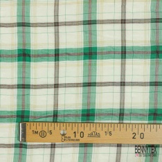 Coton froissé motif mini tartan violine blanc discret