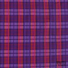 Coton froissé élasthanne motif tartan gazon choco fond blanc discret
