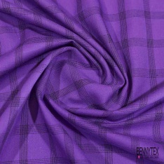 Coton viscose tissé teint tartan anthracite framboise beige blanc discret