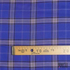 Coton viscose tissé teint carreaux bleu rouge blanc discret noir