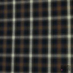 Coton viscose tissé teint tartan noir rose pastel fond bleu roi