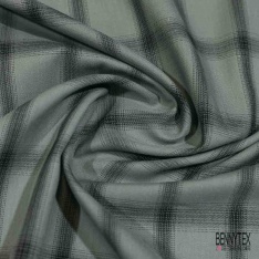 Coton viscose tissé teint élasthanne tartan noir fond violet