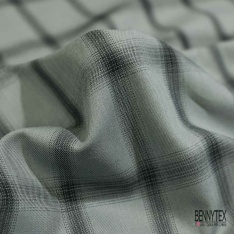 Coton viscose tissé teint élasthanne tartan noir fond violet