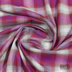 Coton viscose tissé teint élasthanne tartan noir fond anthracite