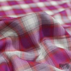 Coton viscose tissé teint élasthanne tartan noir fond anthracite