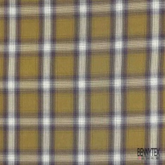 Coton viscose tissé teint élasthanne tartan orchidée rouge blanc cassé gris