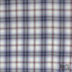 Coton viscose tissé teint élasthanne tartan aubergine brun doré beige blanc cassé