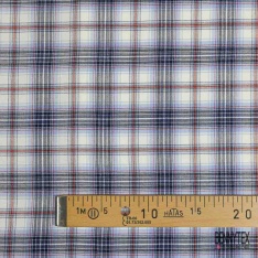 Coton viscose tissé teint élasthanne tartan aubergine brun doré beige blanc cassé