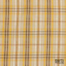 Coton froissé motif tartan violine citron vert mandarine gris beige fond blanc discret