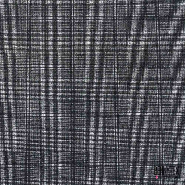 Maillot de bain polyamide élasthanne imprimé tartan noir fond blanc optique