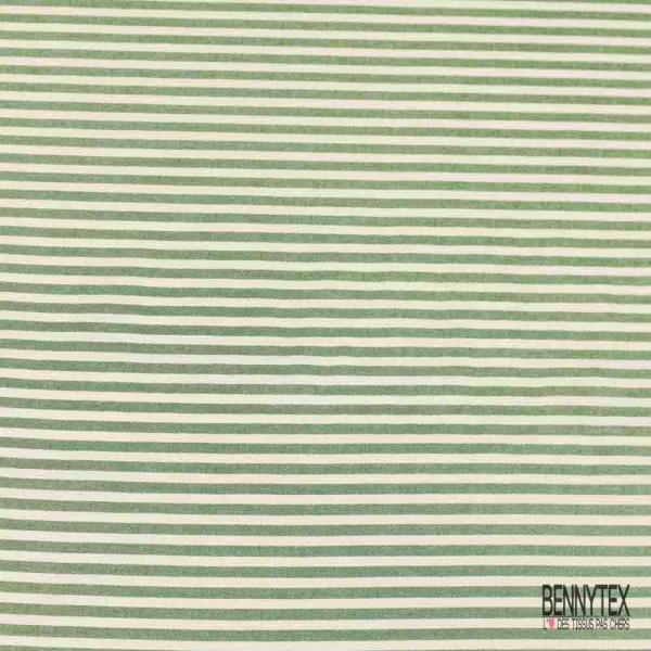 Fibranne viscose paschmina tissé teint rayure horizontale vert anglais blanc cassé