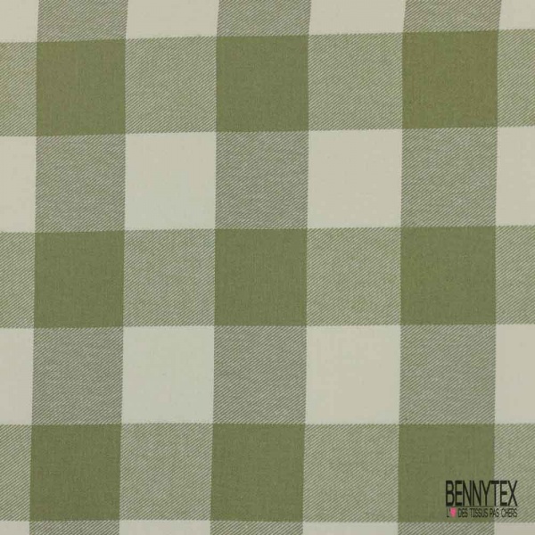 Coton viscose gratté chemise bûcheron tissé teint grand carreau tilleul blanc cassé