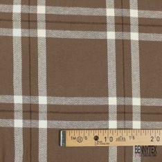 Coton viscose gratté chemise bûcheron tissé teint grand carreau tilleul blanc cassé