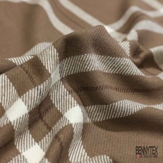 Coton viscose gratté chemise bûcheron tissé teint grand carreau tilleul blanc cassé